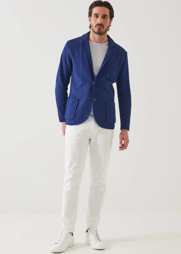 PATRICK ASSARAF Neat Textured Cotton Knit Blazer | Men Blazers