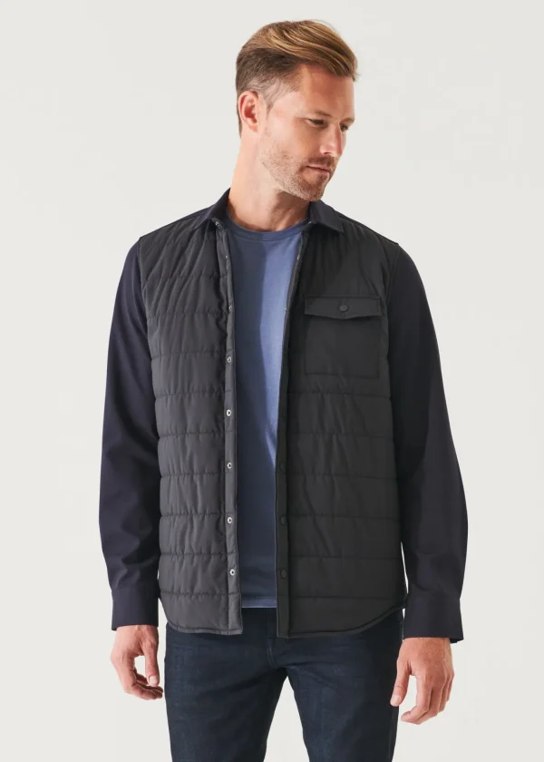 PATRICK ASSARAF Nylon Quilted Mix Media Shirt Jacket | Men Outerwear