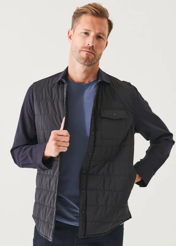 PATRICK ASSARAF Nylon Quilted Mix Media Shirt Jacket | Men Shirt Jackets