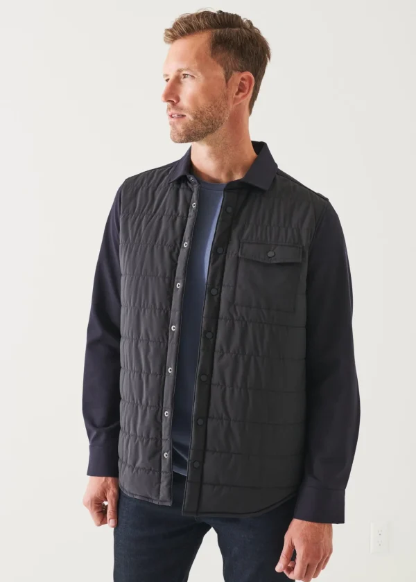 PATRICK ASSARAF Nylon Quilted Mix Media Shirt Jacket | Men Outerwear