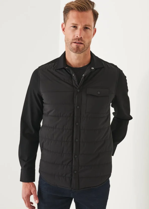 PATRICK ASSARAF Nylon Quilted Mix Media Shirt Jacket | Men Shirt Jackets