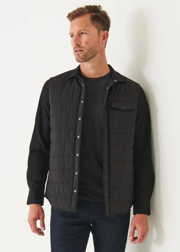 PATRICK ASSARAF Nylon Quilted Mix Media Shirt Jacket | Men Shirt Jackets