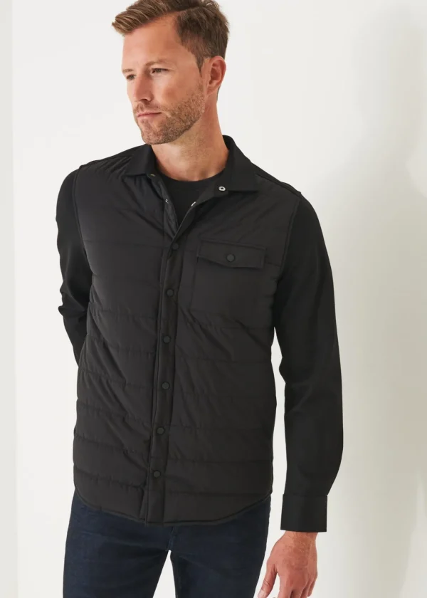 PATRICK ASSARAF Nylon Quilted Mix Media Shirt Jacket | Men Outerwear