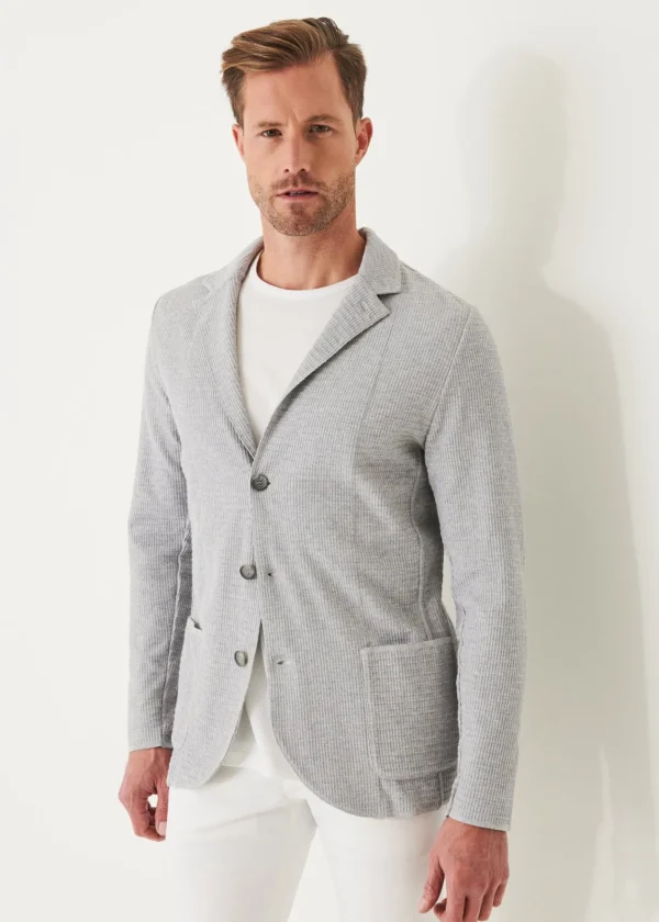 PATRICK ASSARAF Organic Cotton Textured Knit Blazer | Men Blazers