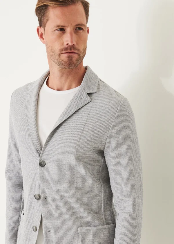 PATRICK ASSARAF Organic Cotton Textured Knit Blazer | Men Knitwear