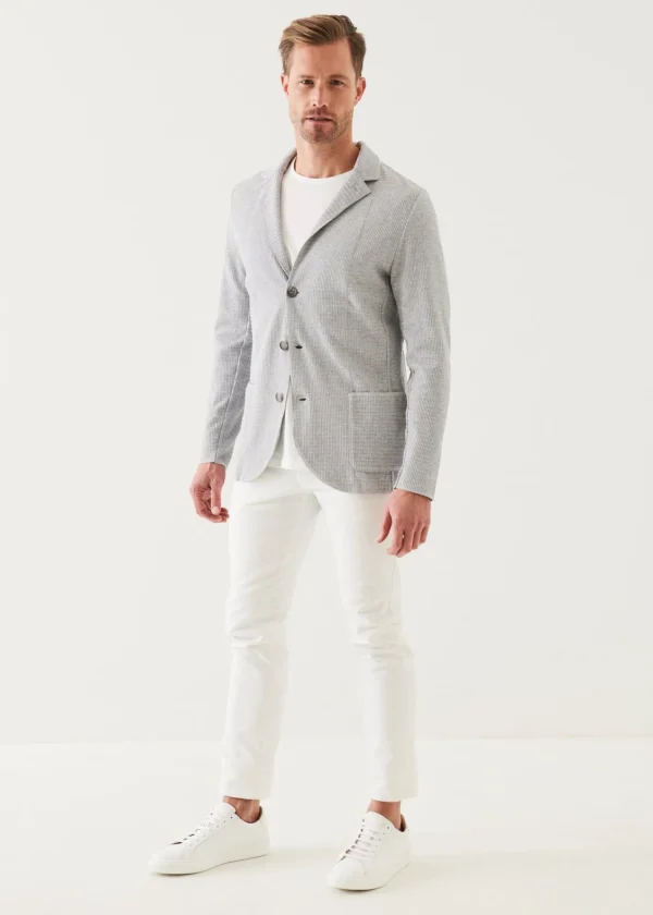 PATRICK ASSARAF Organic Cotton Textured Knit Blazer | Men Knitwear