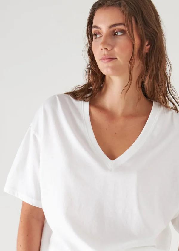 PATRICK ASSARAF Organic Pima Cotton Oversized V-Neck | Women T-Shirts