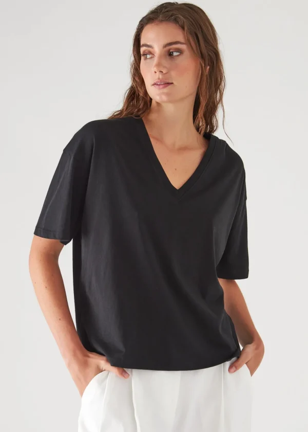 PATRICK ASSARAF Organic Pima Cotton Oversized V-Neck | Women T-Shirts