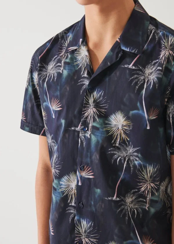 PATRICK ASSARAF Palm Tree Print Cotton Shirt | Men Shirts