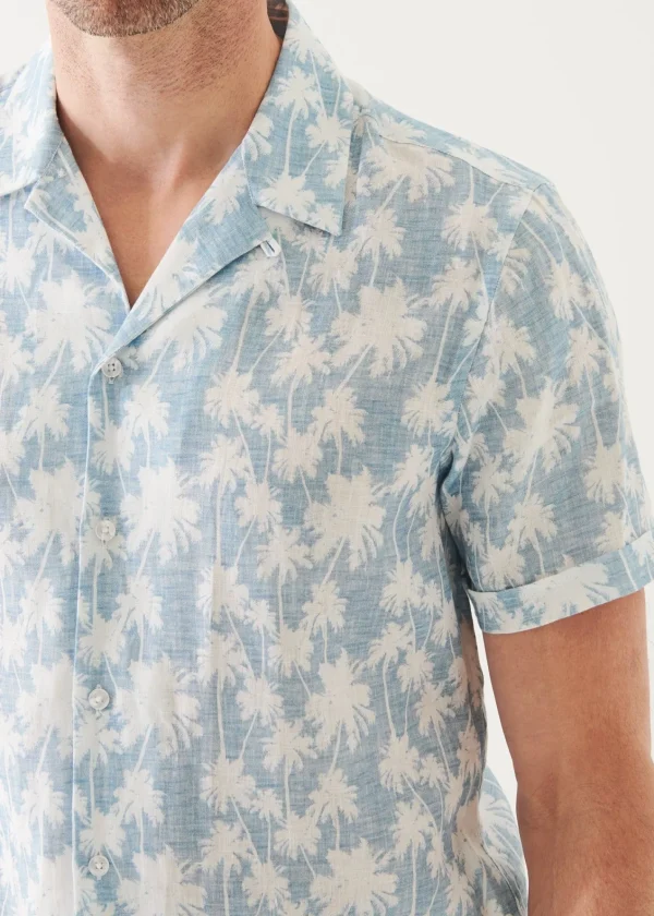 PATRICK ASSARAF Palm Tree Print Linen Shirt | Men Shirts