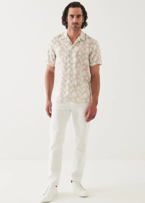 PATRICK ASSARAF Palm Tree Print Linen Shirt | Men Shirts