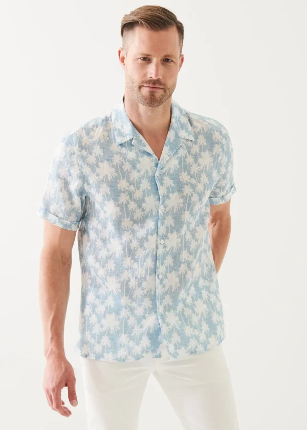 PATRICK ASSARAF Palm Tree Print Linen Shirt | Men Shirts