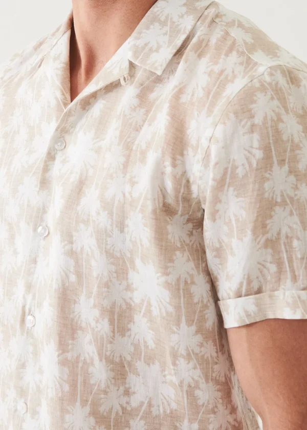 PATRICK ASSARAF Palm Tree Print Linen Shirt | Men Shirts