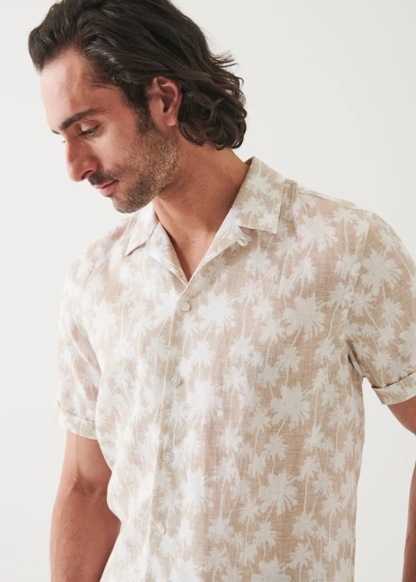 PATRICK ASSARAF Palm Tree Print Linen Shirt | Men Shirts