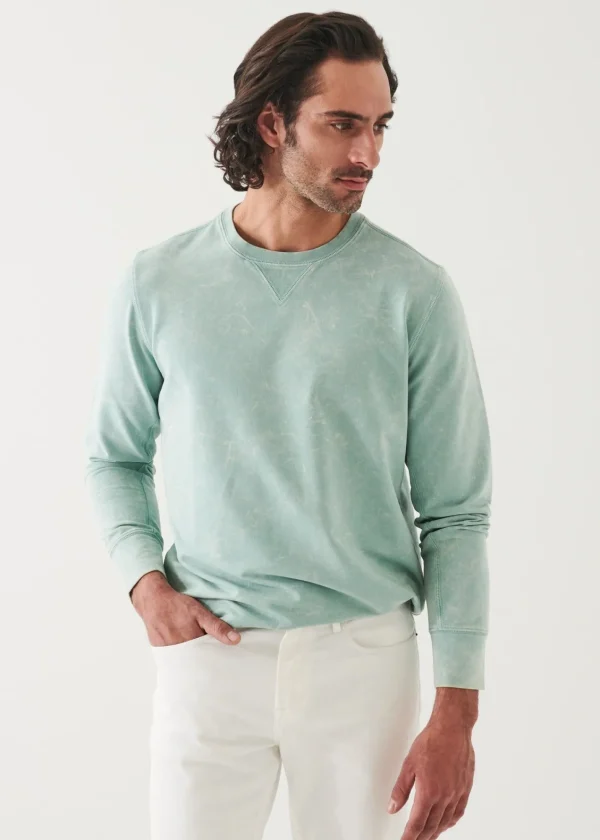 PATRICK ASSARAF Pima Cotton French Terry Mineral Wash Sweatshirt | Men Sweatshirts & Hoodies