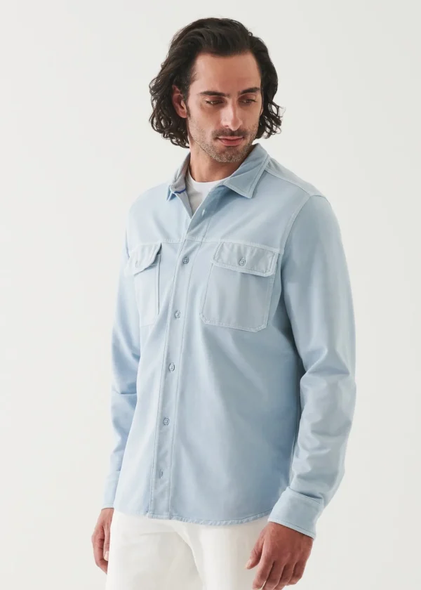 PATRICK ASSARAF Pima Cotton French Terry Overshirt | Men Shirt Jackets