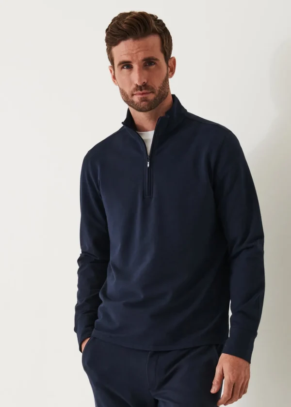 PATRICK ASSARAF Pima Cotton French Terry Quarter Zip | Men Sweatshirts & Hoodies