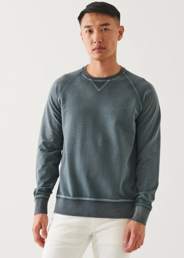 PATRICK ASSARAF Pima Cotton French Terry Vintage Wash Sweatshirt | Men Sweatshirts & Hoodies