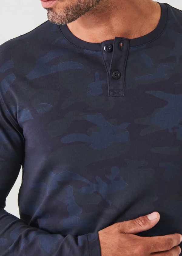 PATRICK ASSARAF Pima Cotton Stretch Camo Henley | Men T-Shirts