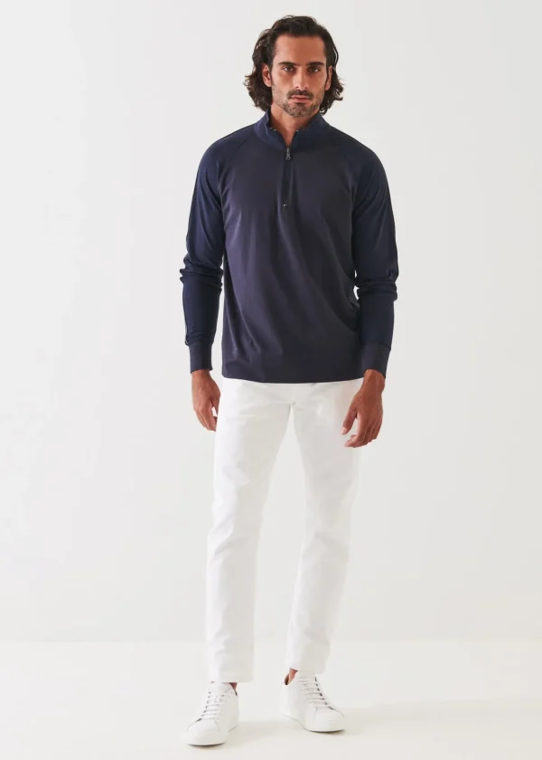 PATRICK ASSARAF Pima Cotton Stretch Piped Zip Mock | Men Sweatshirts & Hoodies