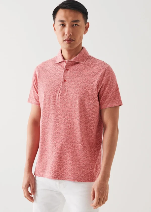 PATRICK ASSARAF Pima Cotton Stretch Printed Polo | Men Polos