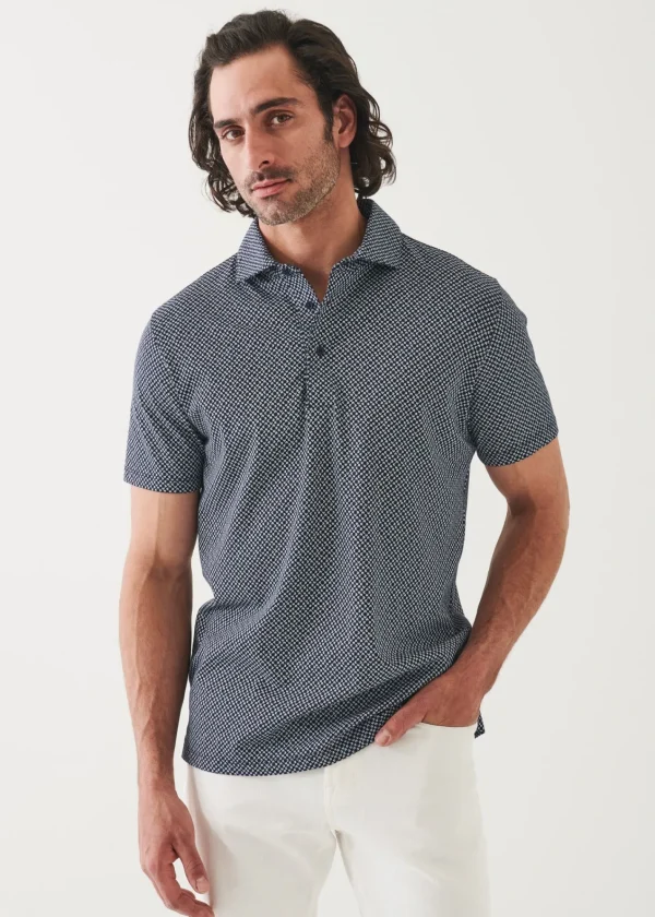 PATRICK ASSARAF Pima Cotton Stretch Printed Polo | Men Polos