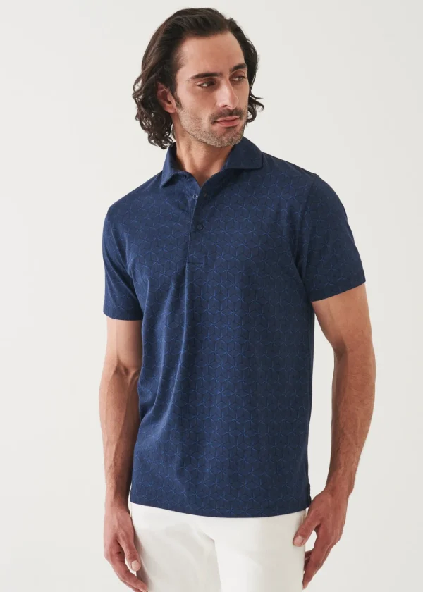 PATRICK ASSARAF Pima Cotton Stretch Printed Polo | Men Polos