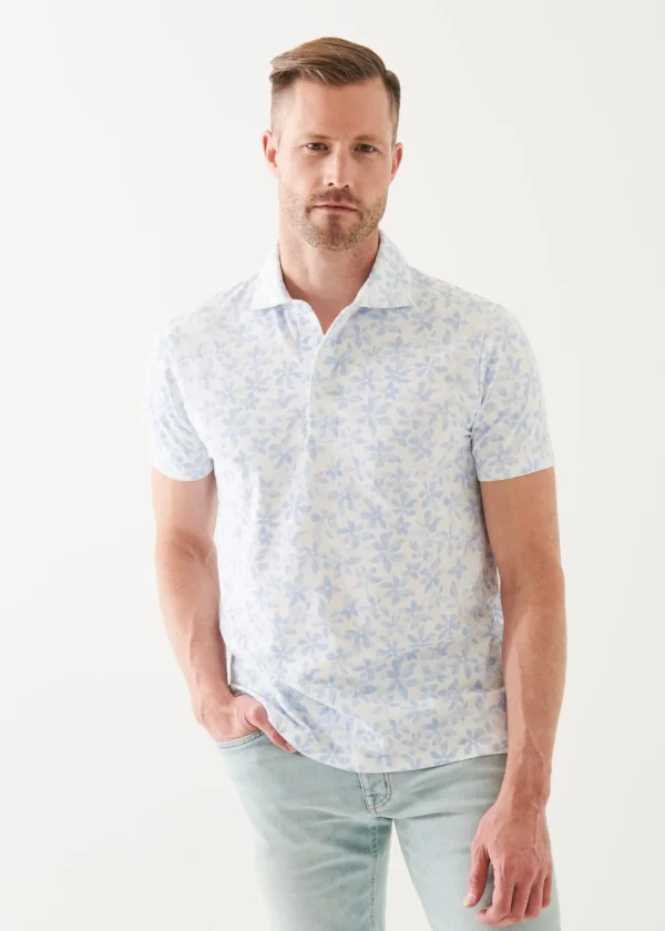 PATRICK ASSARAF Pima Cotton Stretch Printed Polo | Men Polos