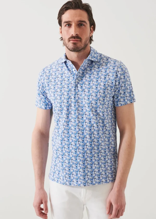 PATRICK ASSARAF Pima Cotton Stretch Printed Polo | Men Polos