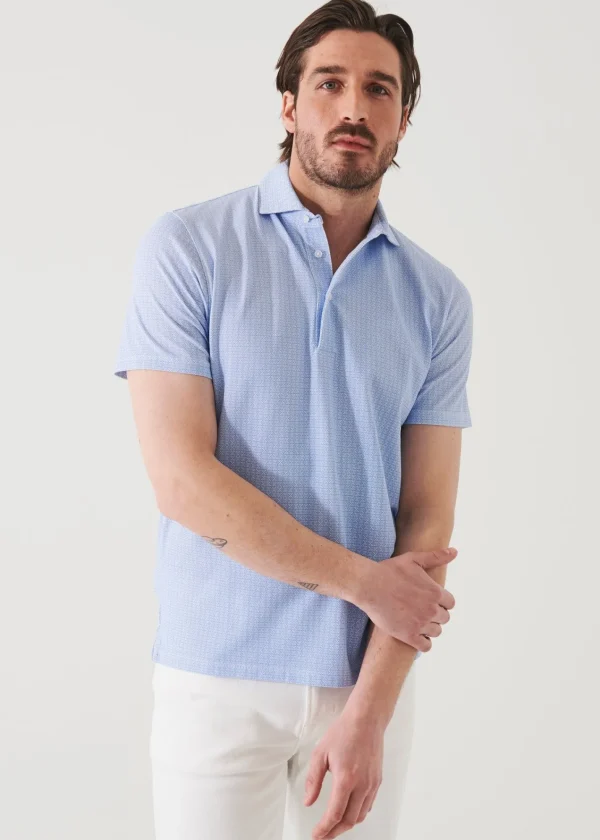 PATRICK ASSARAF Pima Cotton Stretch Printed Polo | Men Polos