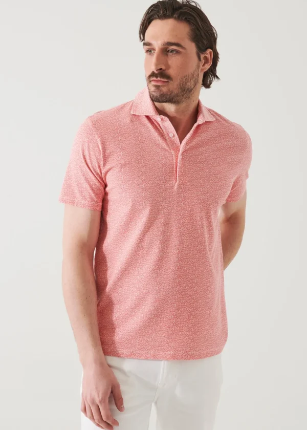 PATRICK ASSARAF Pima Cotton Stretch Printed Polo | Men Polos