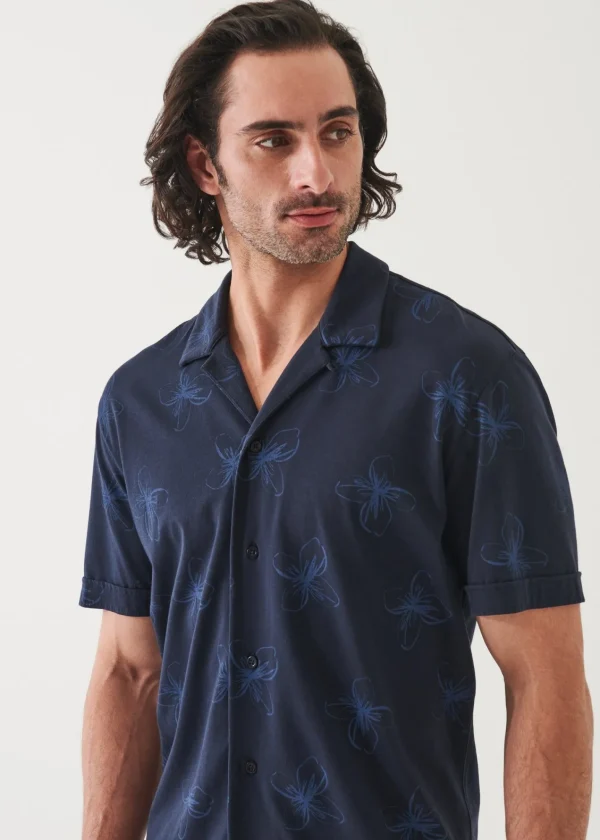 PATRICK ASSARAF Pima Cotton Stretch Printed Camp Shirt | Men Shirts