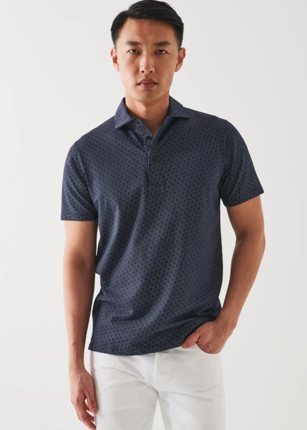 PATRICK ASSARAF Pima Cotton Stretch Printed Polo | Men Polos