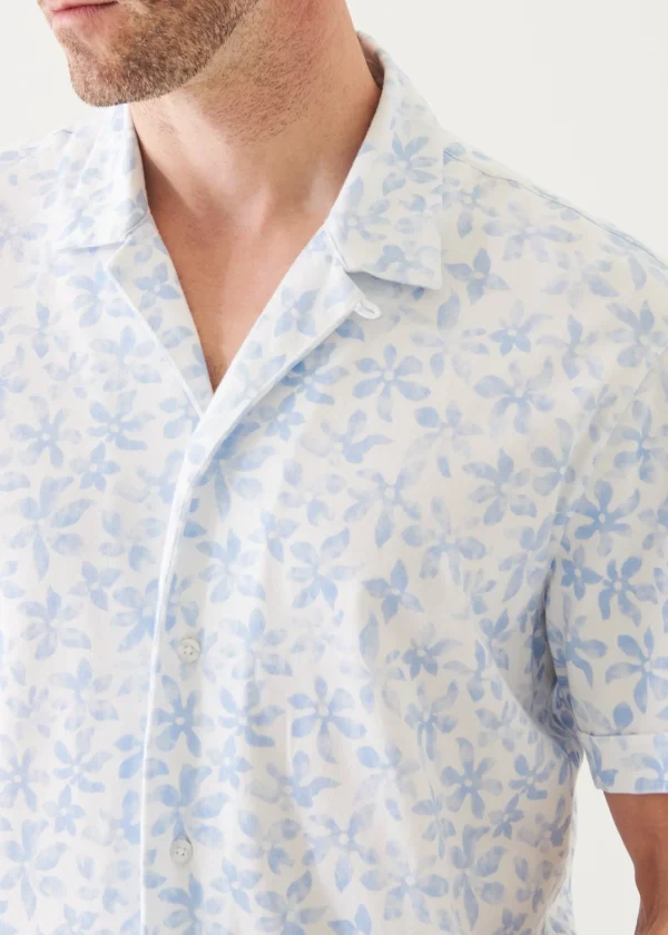 PATRICK ASSARAF Pima Cotton Stretch Printed Camp Shirt | Men Shirts