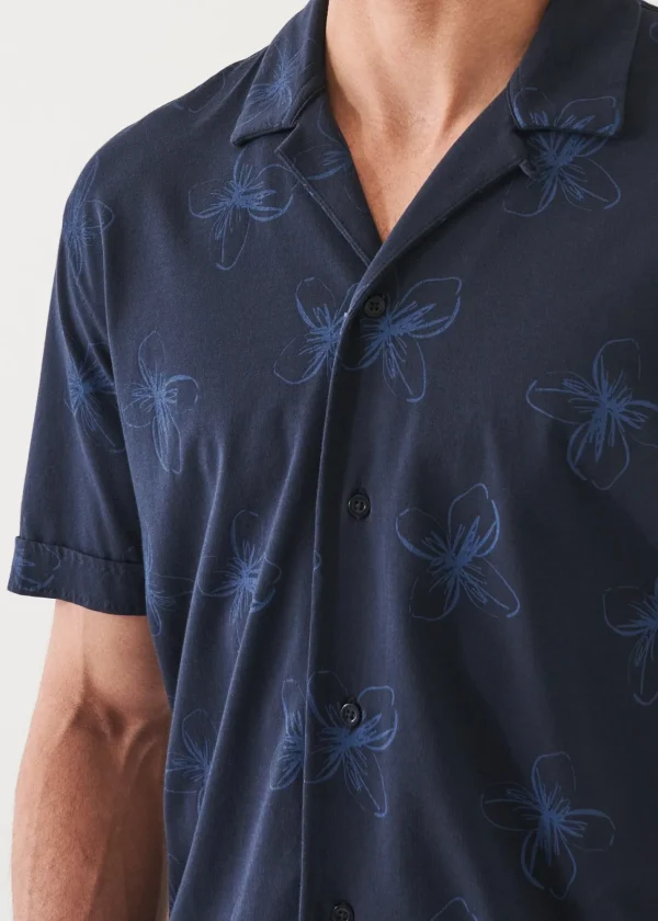 PATRICK ASSARAF Pima Cotton Stretch Printed Camp Shirt | Men Shirts