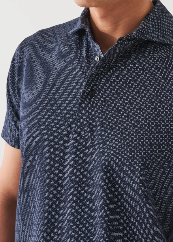 PATRICK ASSARAF Pima Cotton Stretch Printed Polo | Men Polos