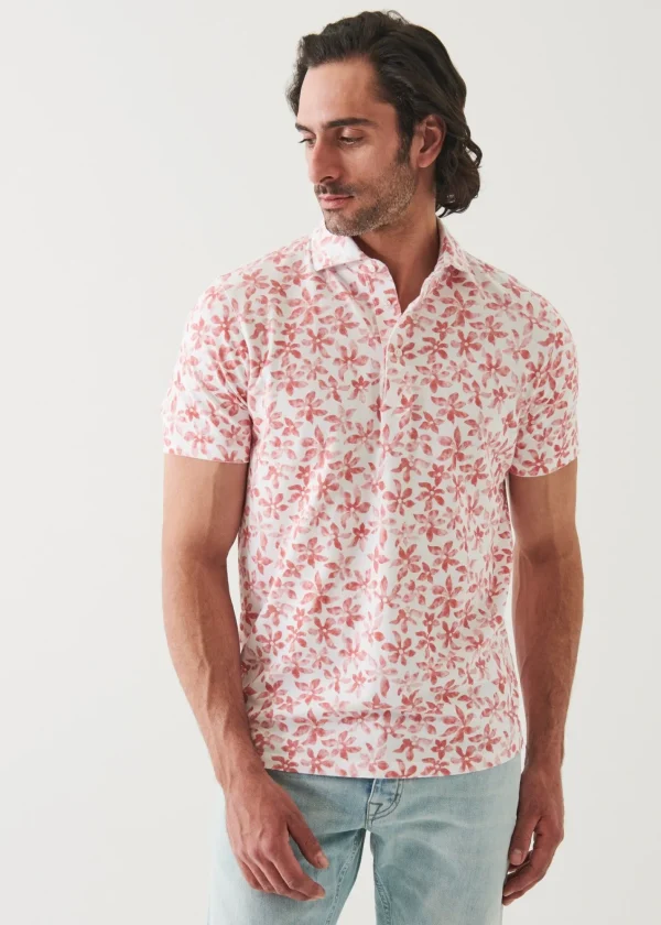 PATRICK ASSARAF Pima Cotton Stretch Printed Polo | Men Polos