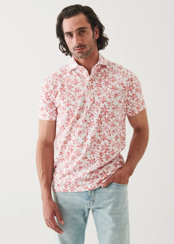 PATRICK ASSARAF Pima Cotton Stretch Printed Polo | Men Polos