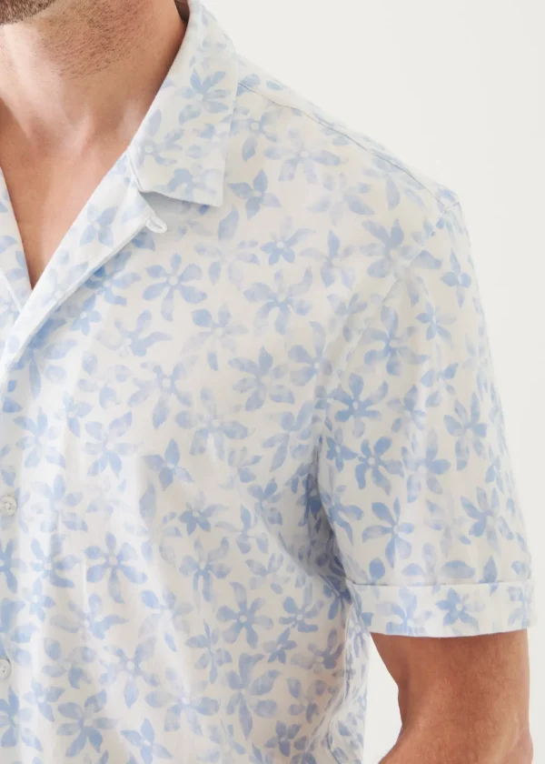 PATRICK ASSARAF Pima Cotton Stretch Printed Camp Shirt | Men Shirts