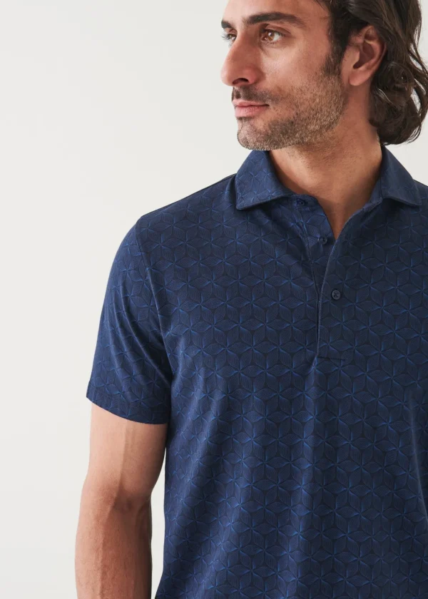 PATRICK ASSARAF Pima Cotton Stretch Printed Polo | Men Polos