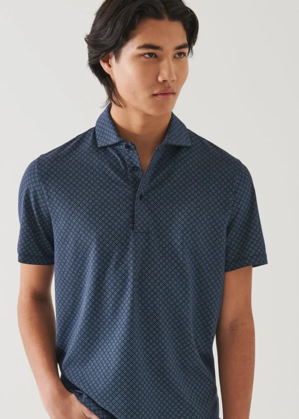 PATRICK ASSARAF Pima Cotton Stretch Printed Polo | Men Polos