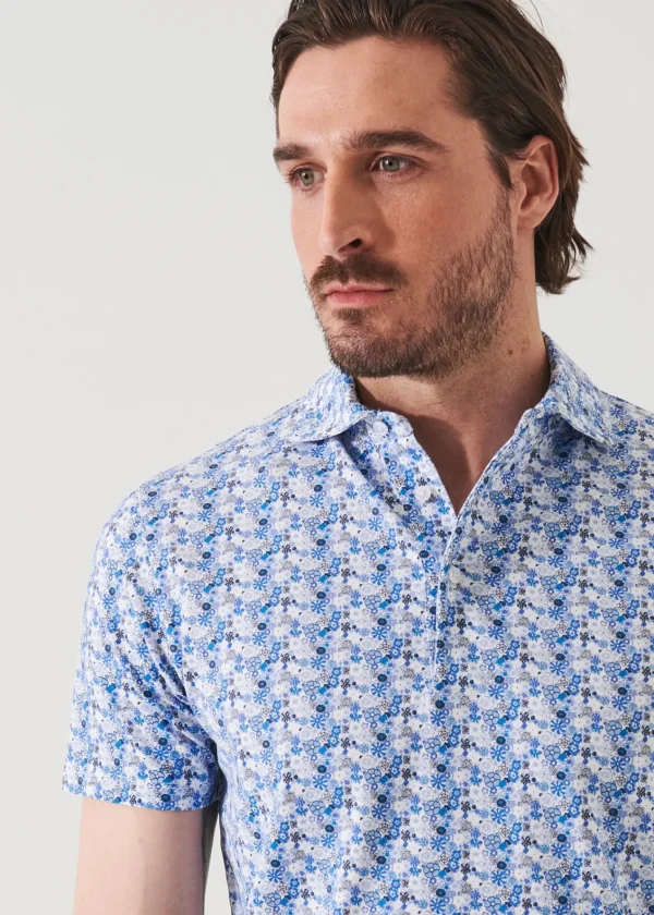 PATRICK ASSARAF Pima Cotton Stretch Printed Polo | Men Polos