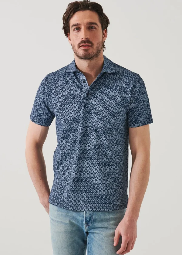 PATRICK ASSARAF Pima Cotton Stretch Printed Polo | Men Polos