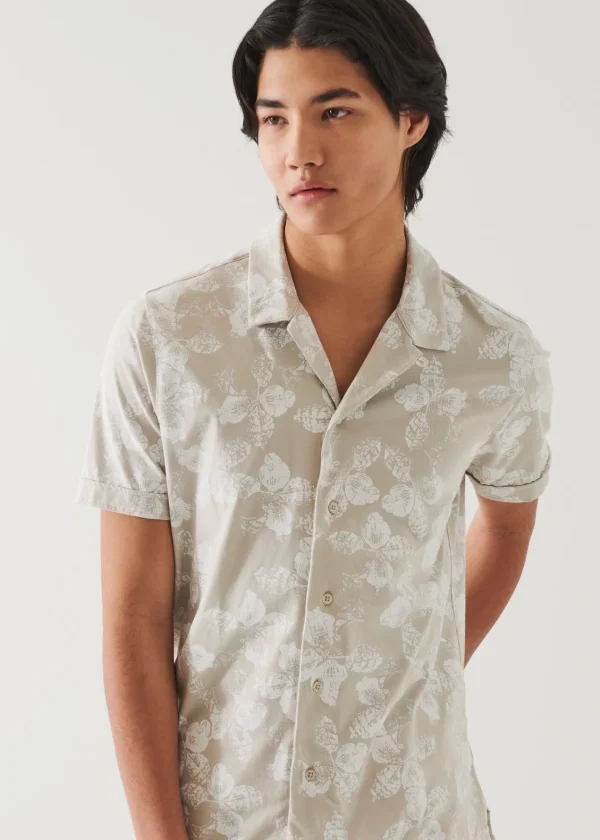 PATRICK ASSARAF Pima Cotton Stretch Printed Camp Shirt | Men Shirts