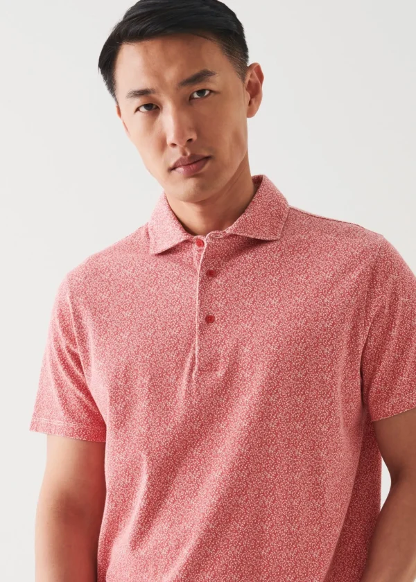 PATRICK ASSARAF Pima Cotton Stretch Printed Polo | Men Polos