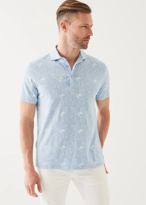 PATRICK ASSARAF Pima Cotton Stretch Printed Polo | Men Polos