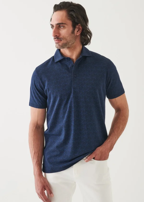 PATRICK ASSARAF Pima Cotton Stretch Printed Polo | Men Polos