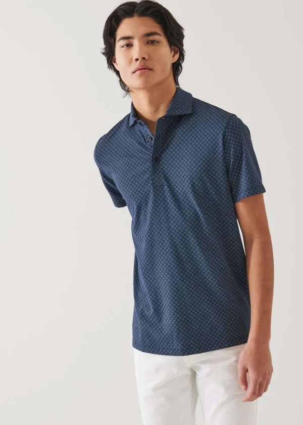 PATRICK ASSARAF Pima Cotton Stretch Printed Polo | Men Polos