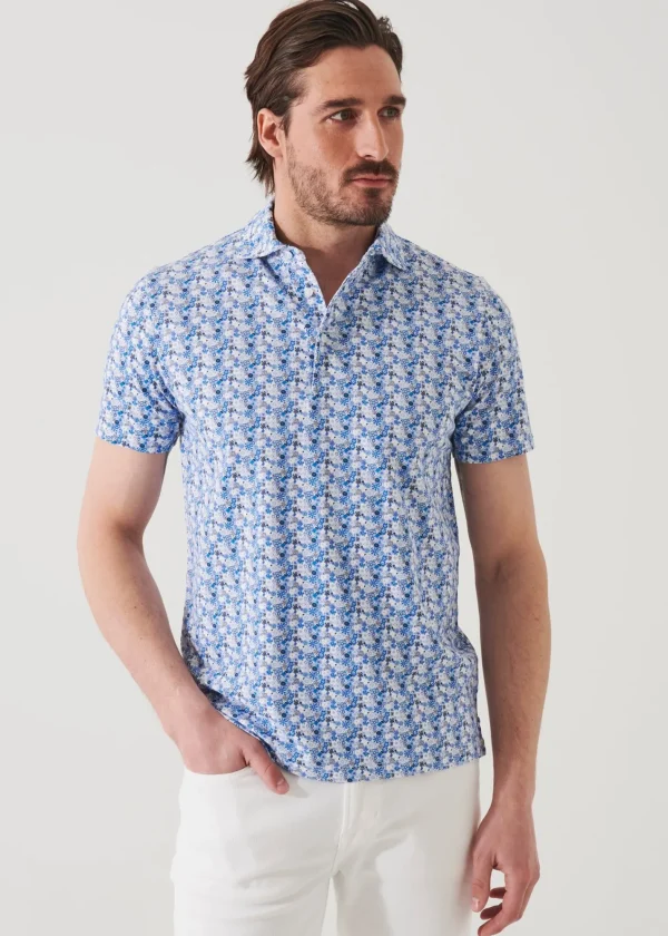 PATRICK ASSARAF Pima Cotton Stretch Printed Polo | Men Polos