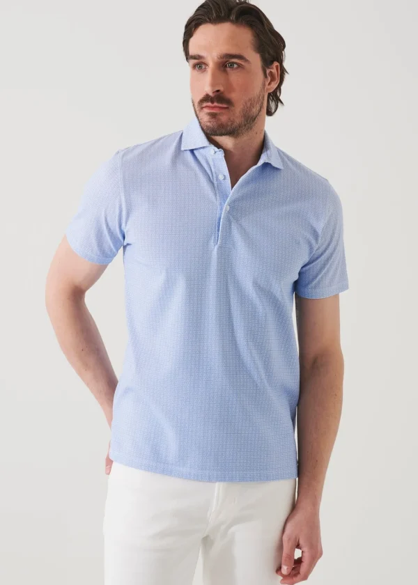 PATRICK ASSARAF Pima Cotton Stretch Printed Polo | Men Polos